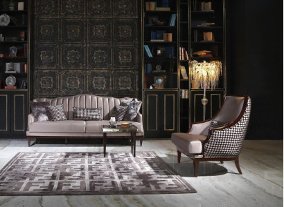 Four-Seater Sofa Set Armchair Fabric Sofa Gray Upholstery 4-Seater Set